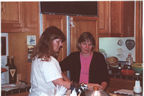 Gwen and Teresa cooking at Virg's birthday dinner