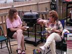 Sandy and Gwen chatting