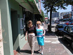 Gwen and Aunt Mary stroll to the courtyard